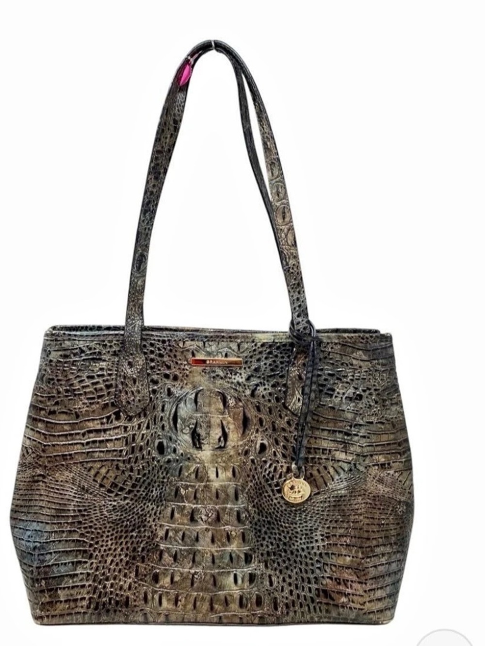Brahmin Medium Misha Tote Croc-Embossed Tote Brown & Black
